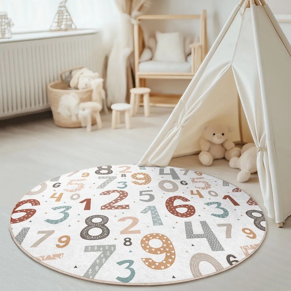 Mosható gyerek játszószőnyeg ø150 cm Happy Numbers – Mila Home