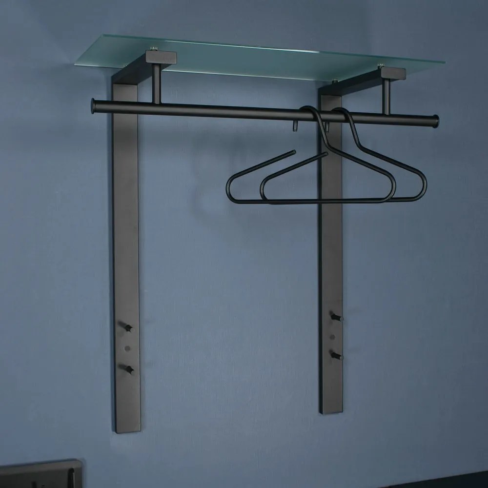 Fekete fém fali fogas polccal Dutch – Spinder Design