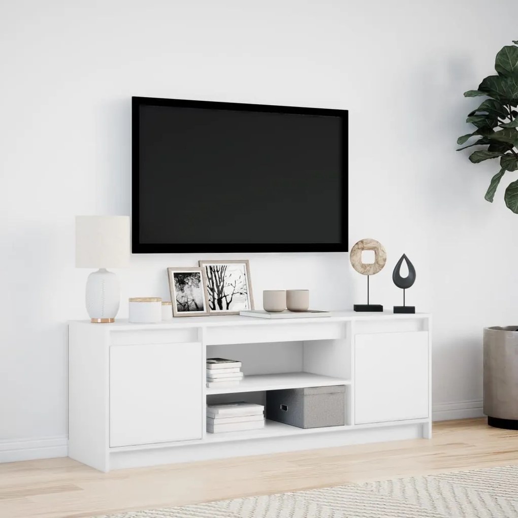 fehér szerelt fa TV-szekrény LED-ekkel 139,5 x 34 x 50 cm