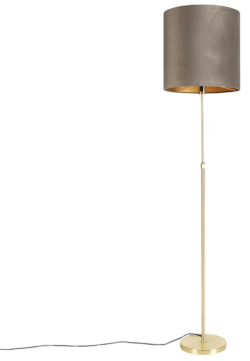 Állólámpa arany/bronz színű, taupe bársony árnyékolóval 40/40 cm - Parte