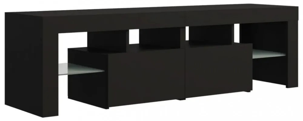 fekete TV-szekrény LED-világítással 140 x 36,5 x 40 cm