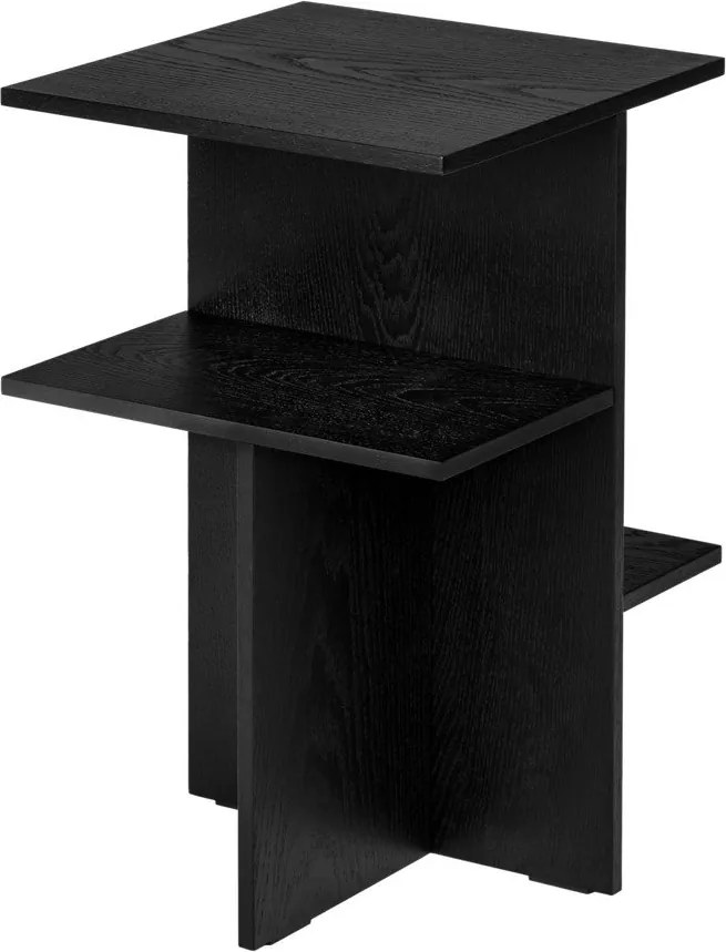 Fekete éjjeliszekrény tölgyfa dekorral Atik – noo.ma