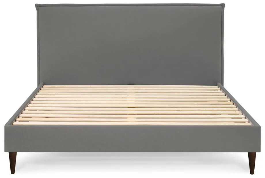 Antracitszürke kárpitozott franciaágy ágyráccsal 180x200 cm Sary – Bobochic Paris