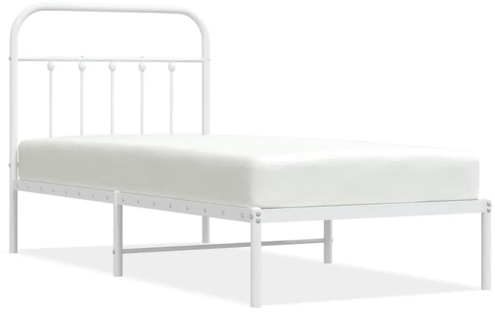 fehér fém ágykeret fejtámlával 90x200 cm