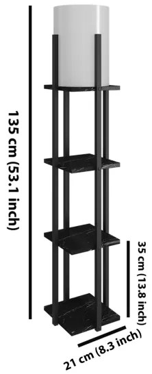 Állólámpa polcokkal NORA 1xE27/40W/230V fekete