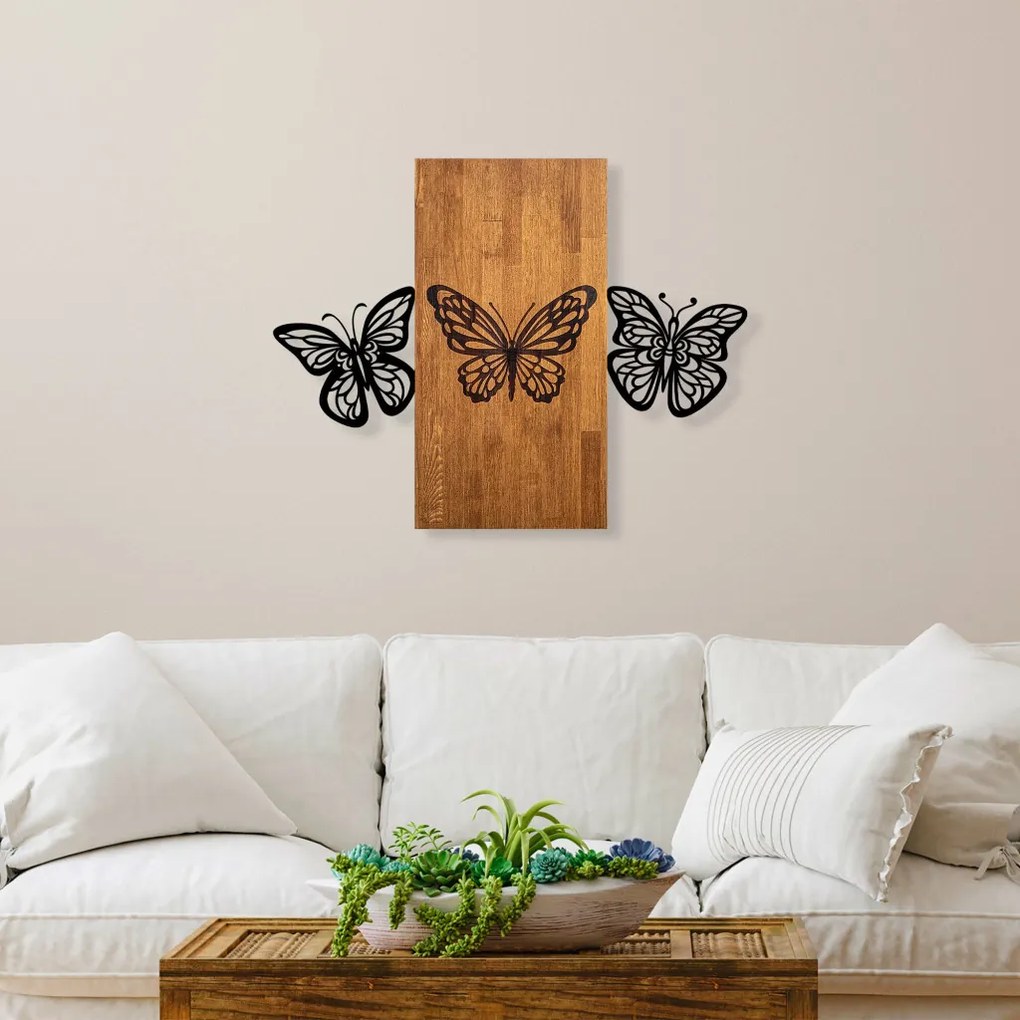 Butterflies fém fa fali dekoráció, 74×58 cm