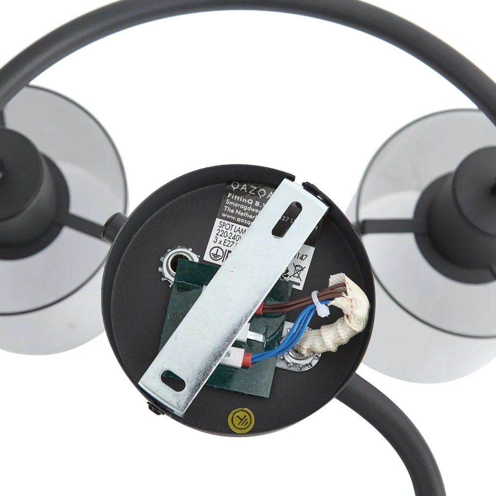 Design mennyezeti spotlámpa fekete füstüveggel, kerek, 3-lámpás - Domo