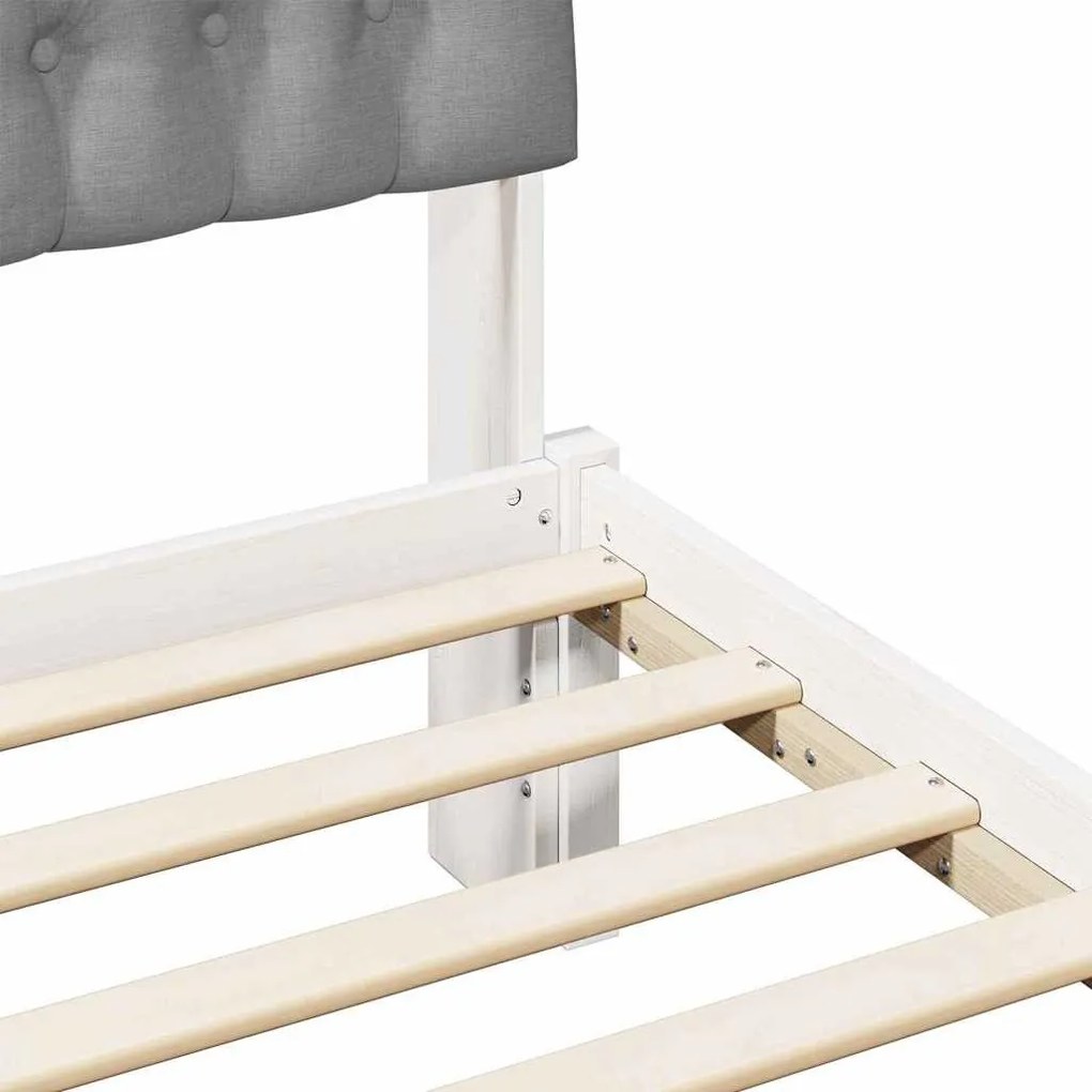 Ágykeret Kárpitozott Fejtámlával fejtámlával Fehér 150 x 200 cm