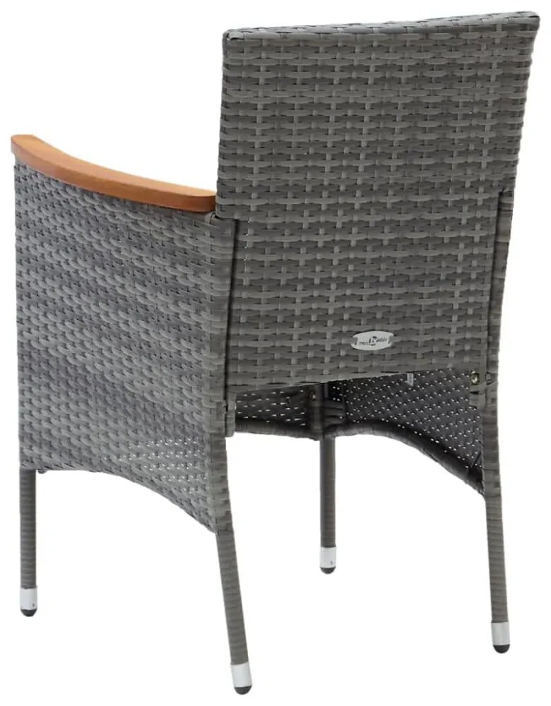 vidaXL 5 részes szürke polyrattan kerti étkezőgarnitúra párnákkal