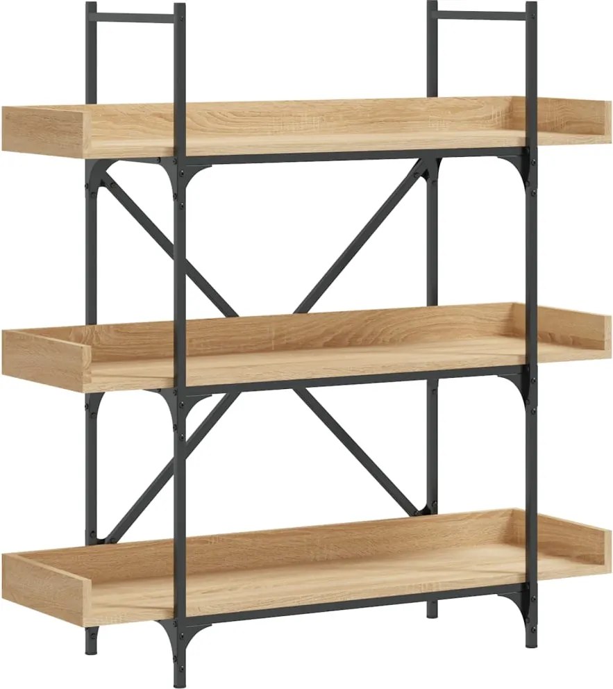vidaXL 3-szintes sonoma tölgy szerelt fa könyvespolc 100x33x108,5 cm