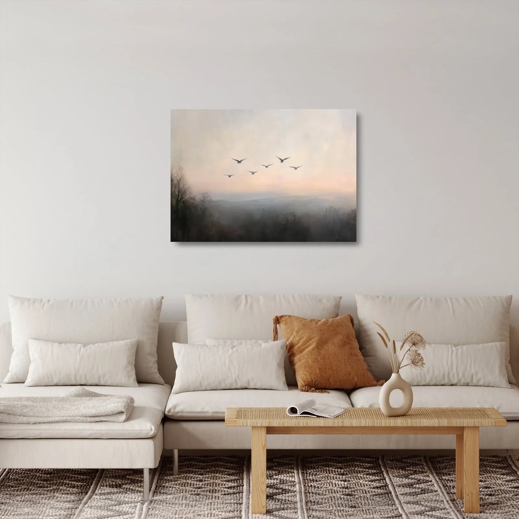 Üveg kép - Madárcsapat (70x50 cm)