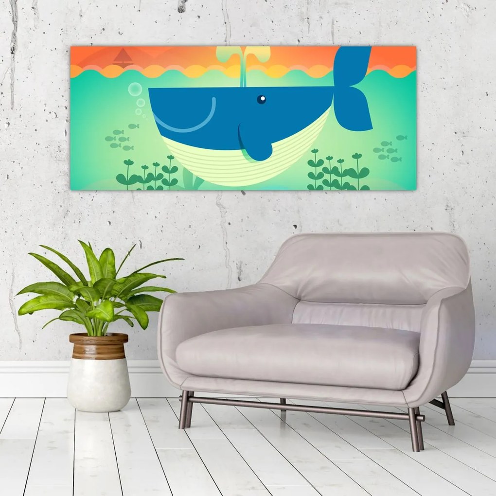 Kép - Vidám bálna a tengerben (120x50 cm)