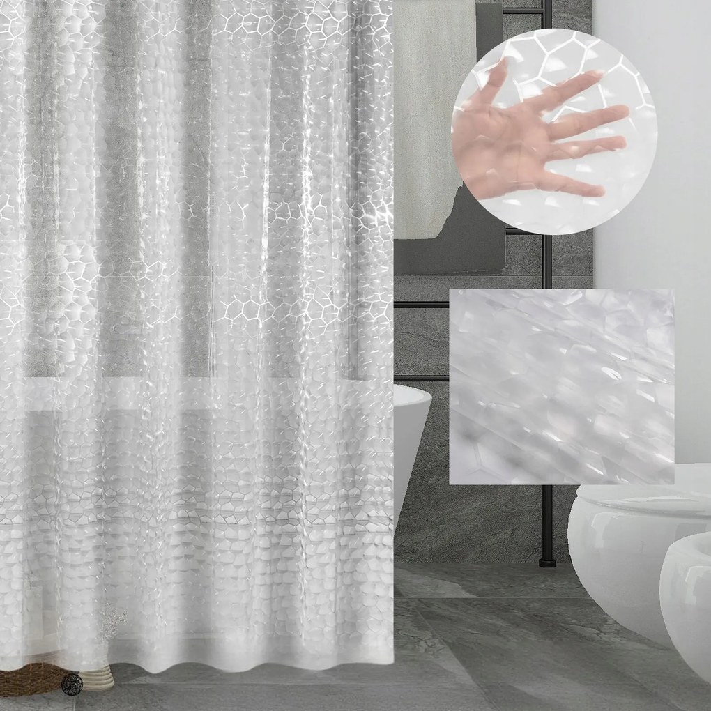 Zuhanyfüggöny Átlátszó Mintás 3D Cseppek 180x200cm