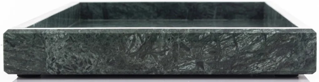 Márvány design sötétzöld szögletes szegélyes tálca 3x30x20cm