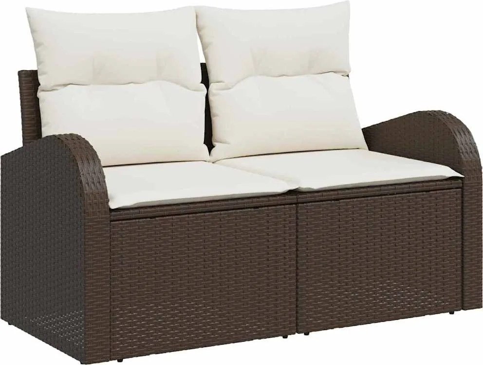 vidaXL Kerti kanapé párnával Barna 124 x 62 x 69 cm polirattan