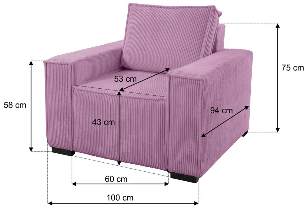 Fotel lábtartóval SMART SET, lila