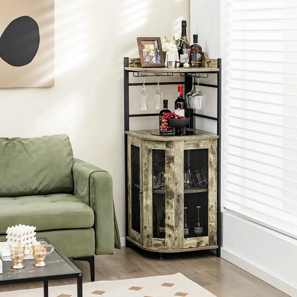 Sarok bárszekrény pohártartóval