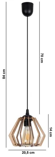 Csillár zsinóron BERGO 1xE27/60W/230V fekete