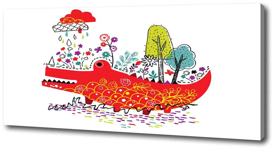 Vászonkép nyomtatás Színes krokodil pl-oc-125x50-f-82374005