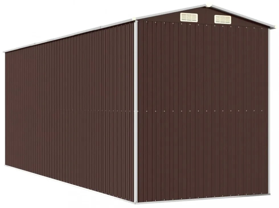 sötétbarna horganyzott acél kerti fészer 192 x 523 x 223 cm