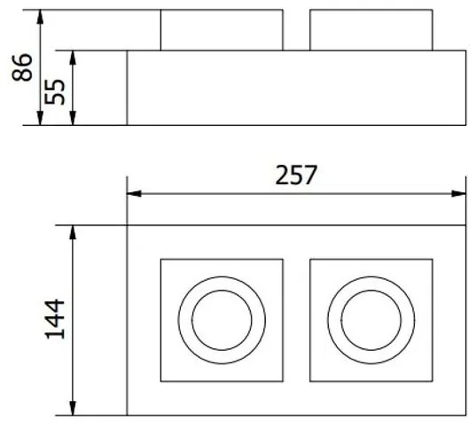 Lámpa Mennyezeti lámpatest ASTER, AC220-240V, 50/60 Hz, GU10, max.50W, IP20, alumínium, dupla, fehér
