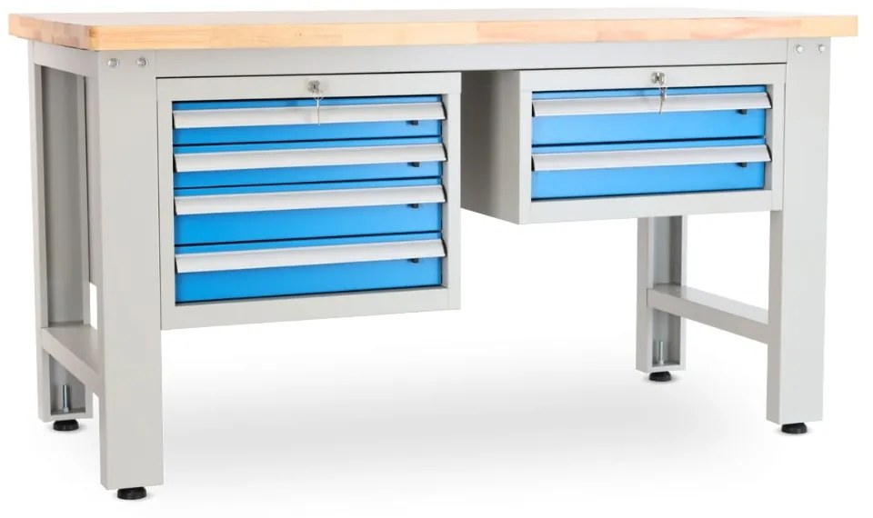 Műhelyasztal Solid OAK-42, 150 cm, 2x függő doboz, tölgy