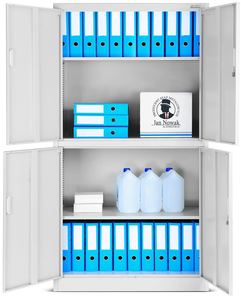 Fém iratszekrény MAGDA, 900 x 1850 x 400 mm, szürke