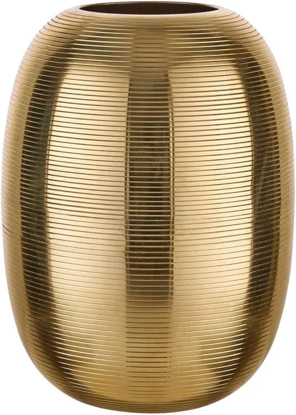 OLIVIA fém váza csíkos, arany 19 cm