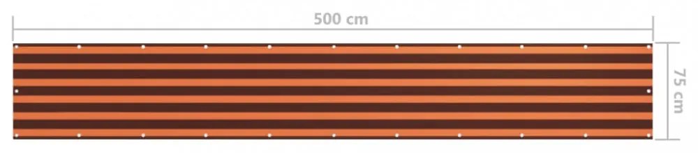 narancssárga-barna oxford-szövet erkélyparaván 75 x 500 cm