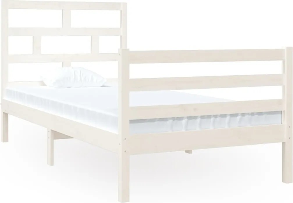 vidaXL fehér tömör fa ágykeret 90 x 190 cm (Single)