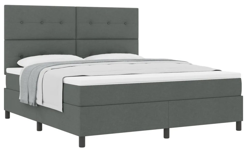 Boxspring ágy matraccal sötét szürke szuper király szövet