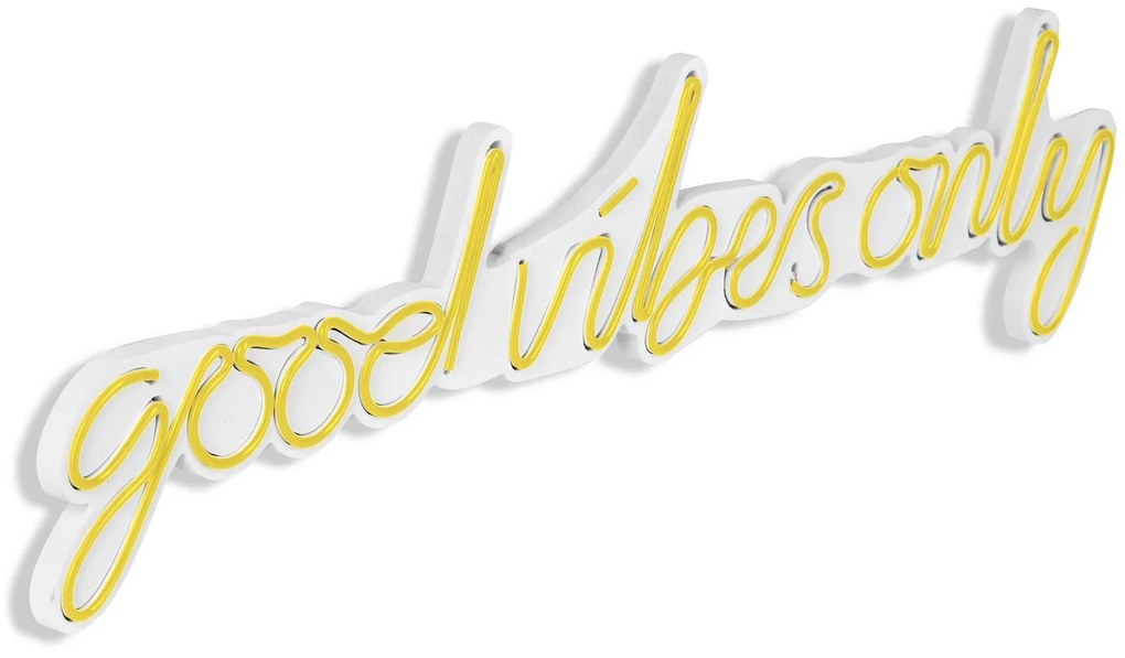 Műanyag LED-es fali dekoráció, Good Vibes Only - Sárga
