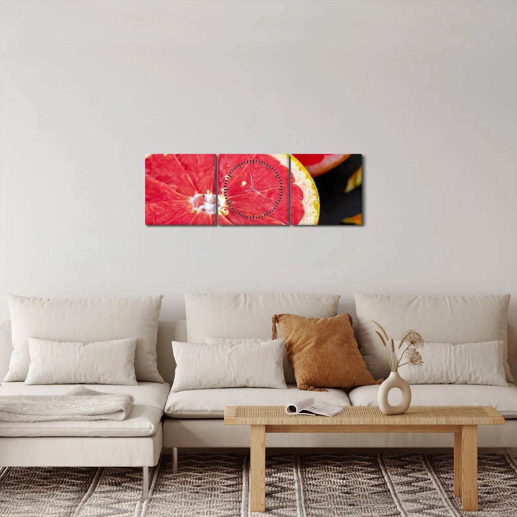 Szeletelt grapefruit képe (órával) (90x30 cm)
