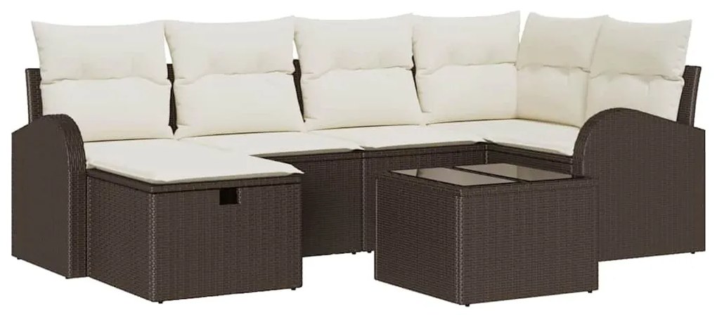 Kerti Kanapé Szett 7 pcs Barna és krémszínű 234 x 124 x 85 cm