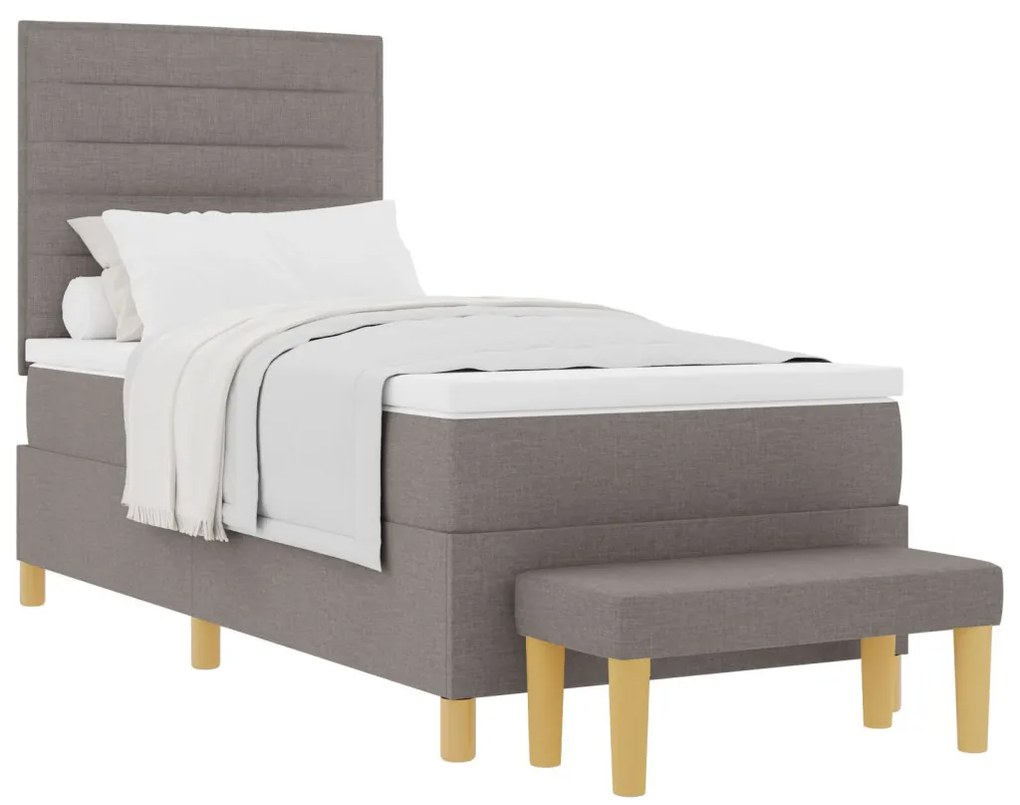 Box Spring Ágy Matraccal és Pad Taupe 80x200 cm Szövet