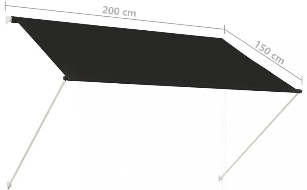 feltekerhető antracitszürke napellenző 200 x 150 cm