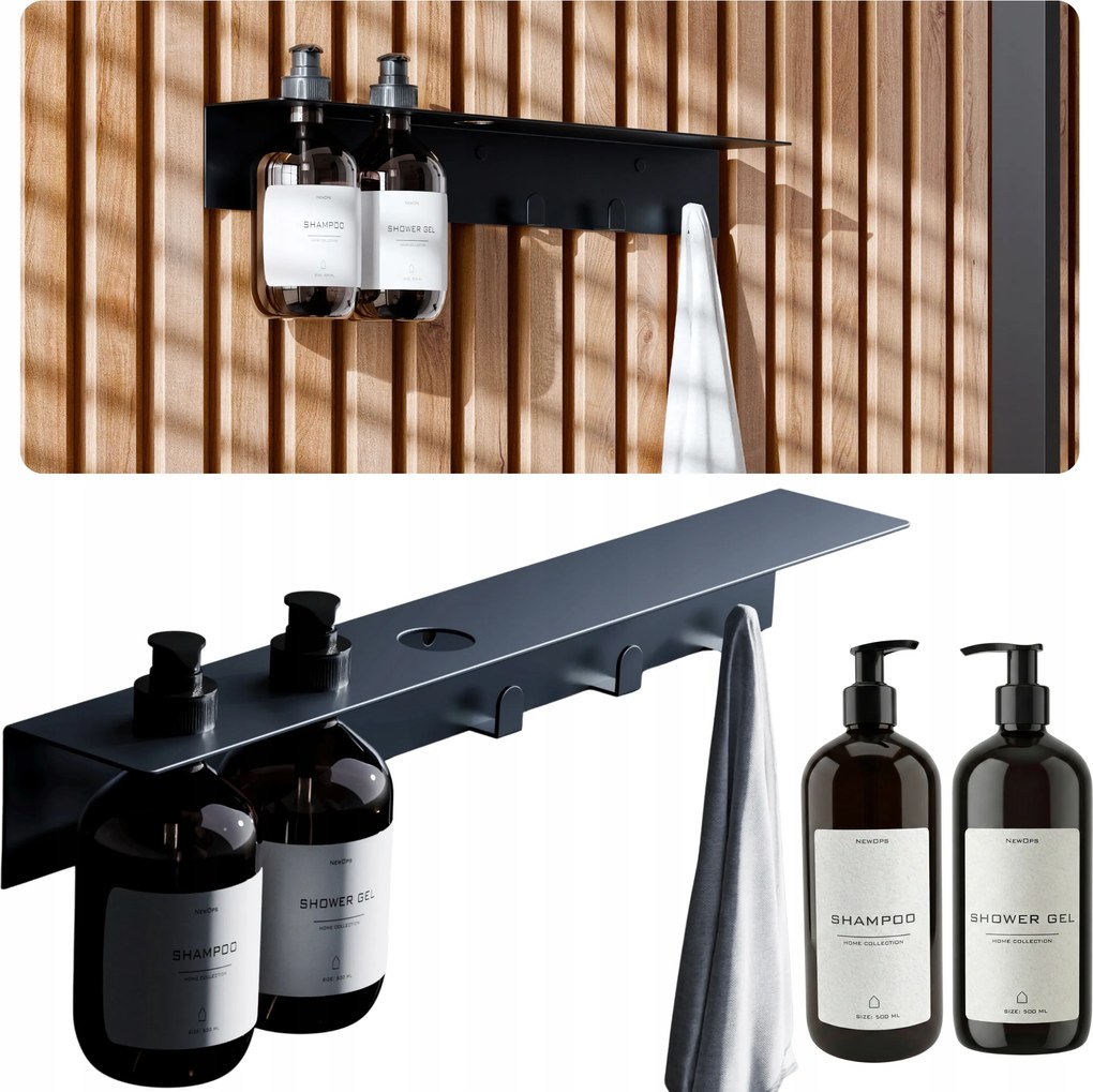 Adagoló Tartó Törölközőtartó 2in1 Akasztós Fekete Ajándék Palackok