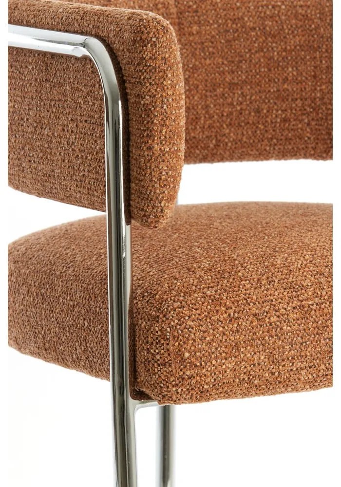 Világosbarna kárpitozott karfás étkezőfotel Adante – Light &amp; Living