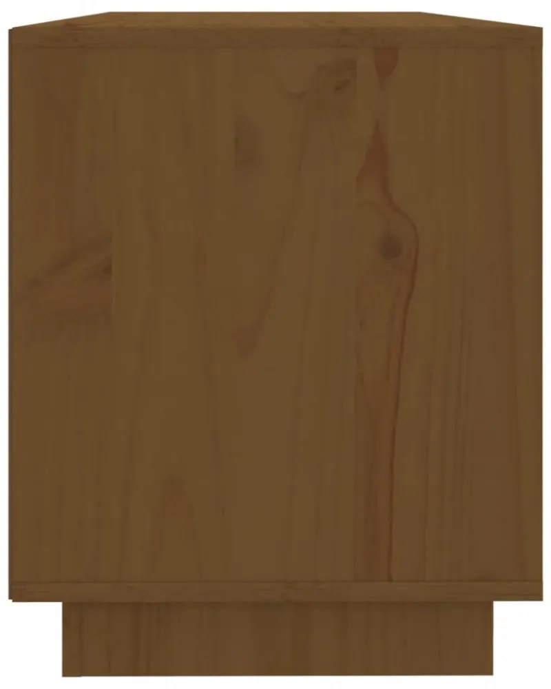 mézbarna tömör fenyőfa TV-szekrény 110,5x35x44 cm