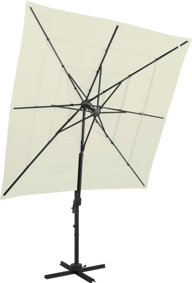 vidaXL 4 szintes homokszínű napernyő alumíniumrúddal 250 x 250 cm