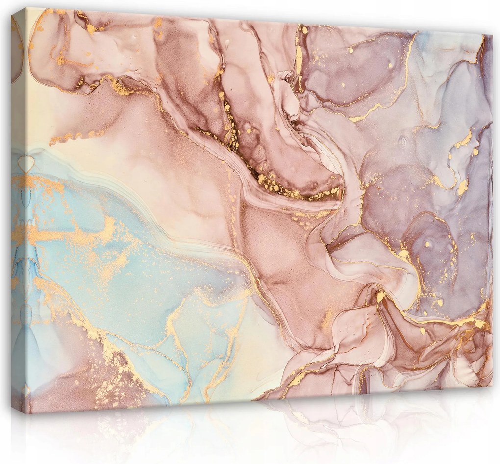 Vászonkép falikép rózsaszín kék arany márvány 100 x 75
