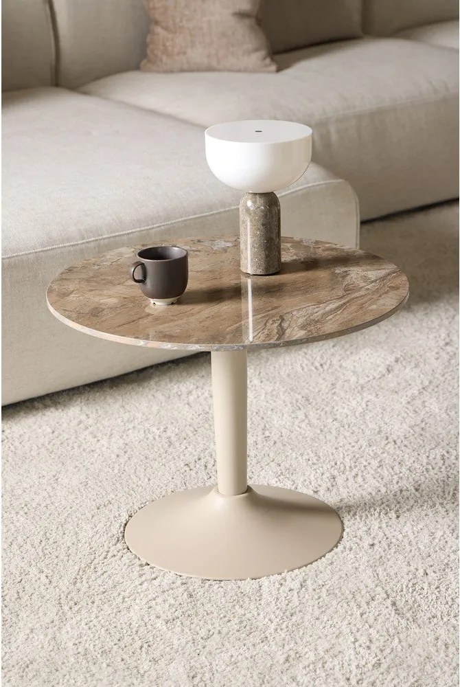 Barna kerek dohányzóasztal kerámia asztallappal ø 60 cm Malta – Actona