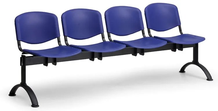 ISO II műanyag pad, 4 üléses - fekete lábak, zöld