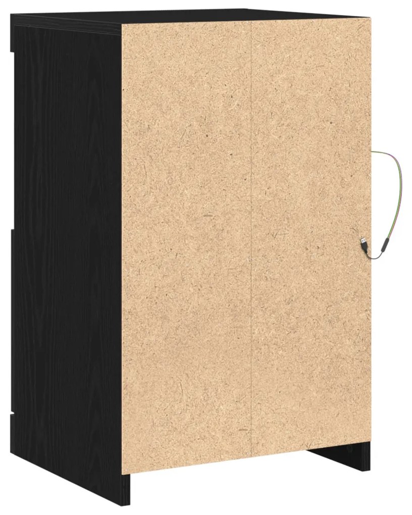LED világítással ellátott fekete tölgy komód 41x37x67 cm