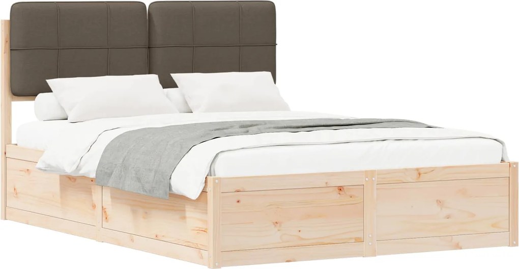vidaXL Ágykeret Kárpitozott Fejtámlával Tópszínű 160 x 200 cm