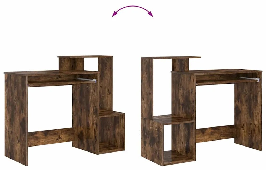 Asztal polcokkal Füstölt tölgy 106 x 40 x 88,5 cm Faanyag