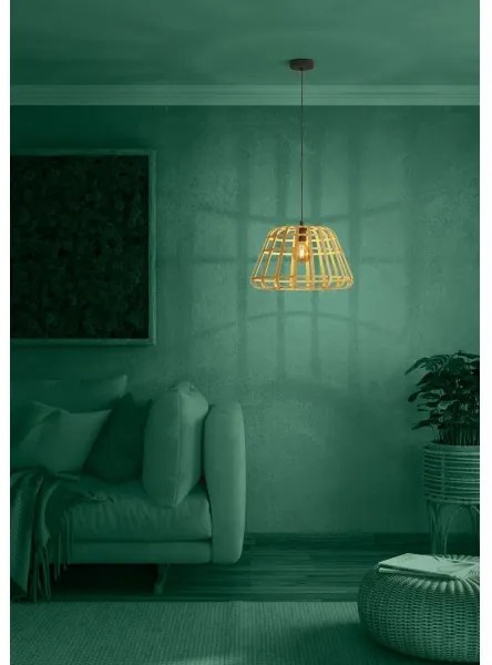 Eglo 390151 - Csillár zsinóron MONTEZUELO 1xE27/40W/230V átm. 50 cm bambusz