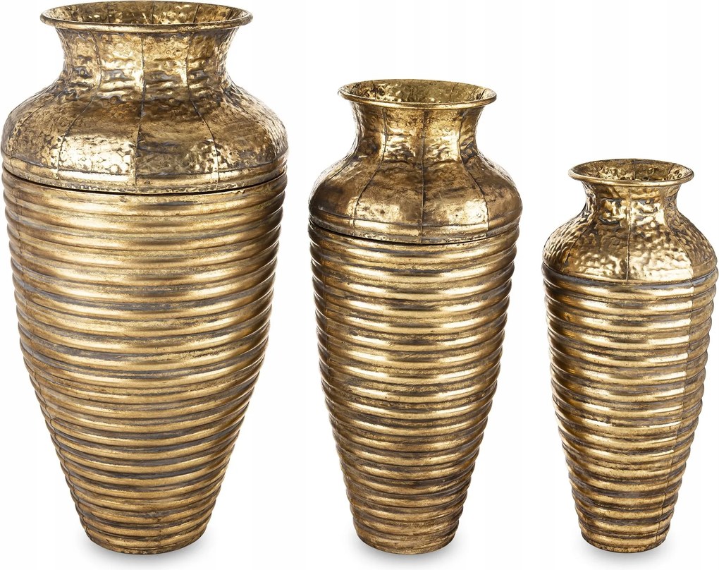 Váza Fém virágtartó arany kpl szett 3 db-os kerti ház takaró