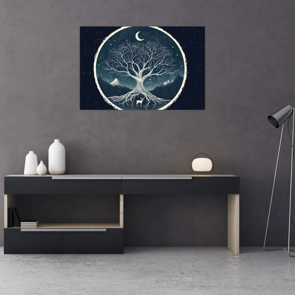 Kép – Mágikus fa szarvassal II. (90x60 cm)