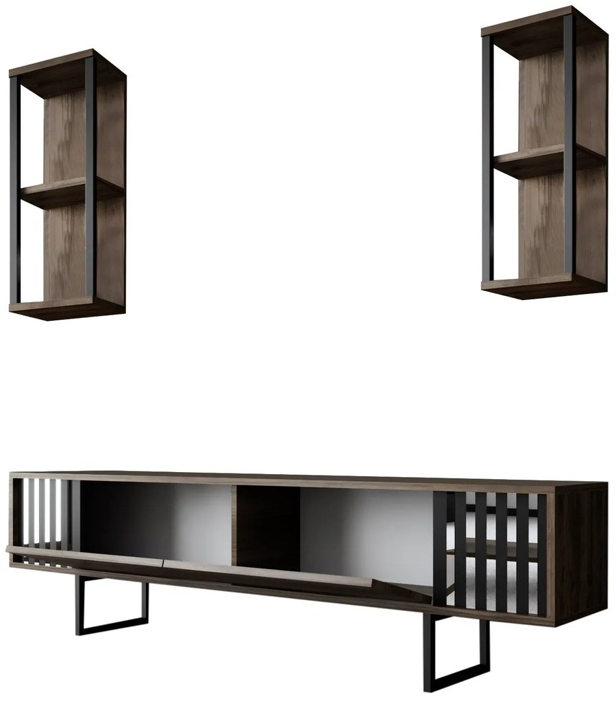 TV szekrény Chrome Line - Walnut, Black
